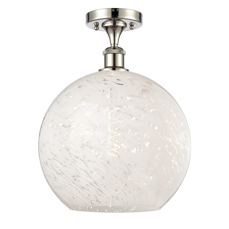 Ballston - Adreann - 1 Light Semi-Flush Mount, Polished Nickel, 14.75" H x 12" W x 12" D