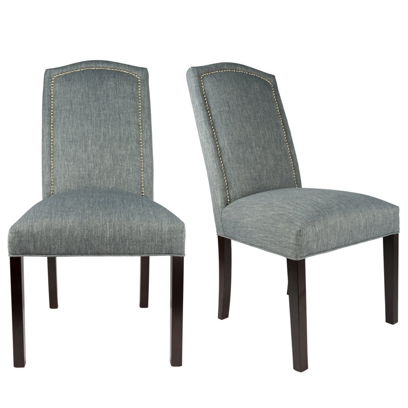 Chaise de salle à manger rembourrée, Espresso, Cendre gris pâle, Argent