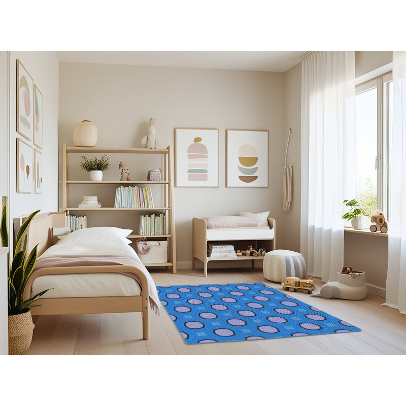 Tapis bleu / violet Power Loom, Rectangle 4 pi x 6 pi