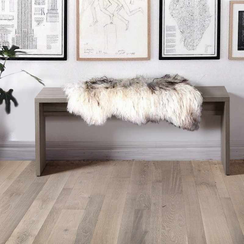 Skandi Upholstered Bench, Oak, H45 x W90 x D40cm