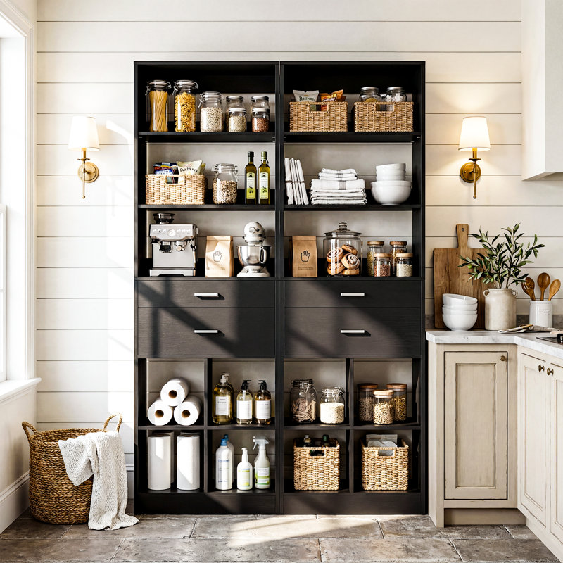 Système de garde-robe de chambre moderne à hauteur réglable 48,9 po, Noir