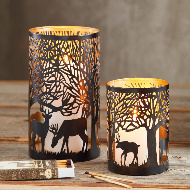 Forest Luminary Small Black Iron Everyday, 9" H X 5" W X 5" D