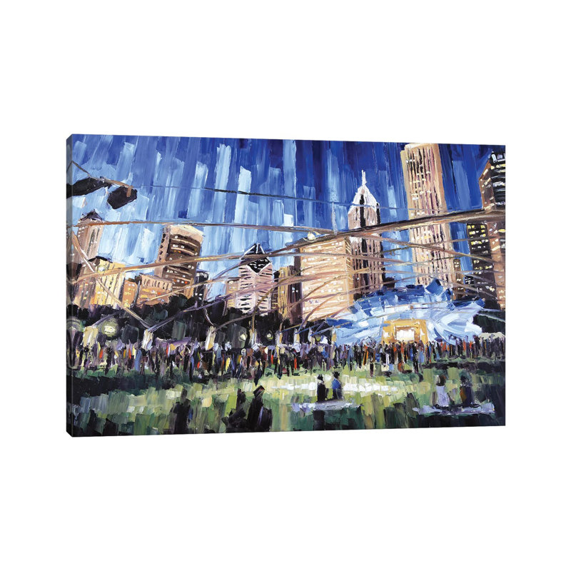 Millennium Park by Roger Disney - Painting on Canvas, Wrapped Canvas, 20.32cm H x 30.48cm W x 1.91cm D