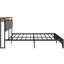 Base de lit double avec cordon d'alimentation et tête de lit tapissier, plateforme en métal gris et tête de lit-121107270-121107271