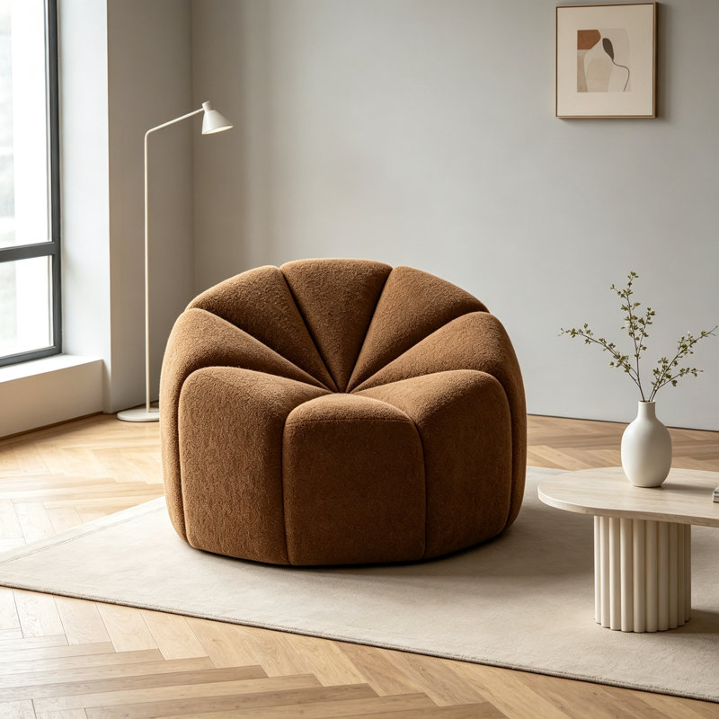 Canapé simple simple en sherpa brun