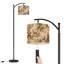 Lampe sur pied à arc avec abat-jour réglable cerf de la forêt, pin, arbres, illustrations botaniques, lampe sur pied, 3 températures de couleur, intensité variable, grand mât avec interrupteur au pied pour la chambre à coucher