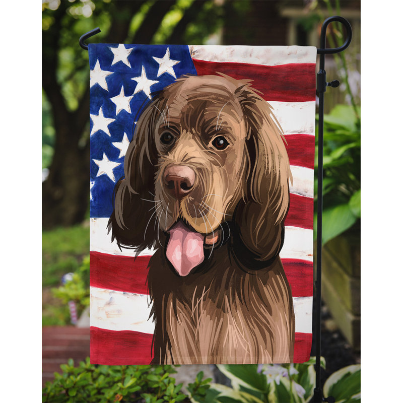 Polyester à 2 côtés 15 x 11 po drapeau de jardin, Épagneul du Sussex