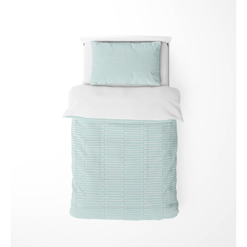 Block Maze Decorative Lightweight Comforter Set, Light Blue
