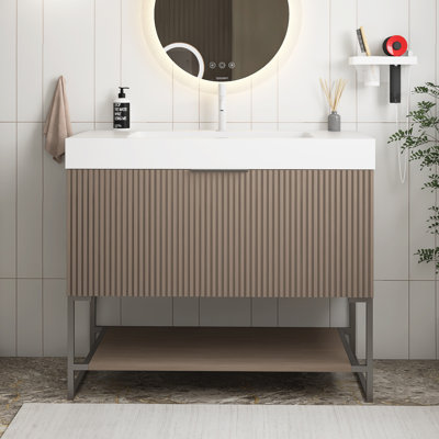 Meuble-lavabo autoportant en contreplaqué 36 po avec lavabo
