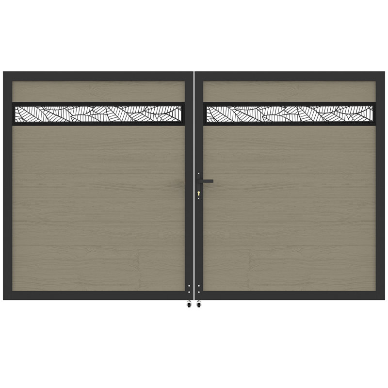Barrière d'intimité décorative 6 pi H * 8 pi l avec cadres en métal et ensembles de poignées, double barrière en bois composite en plastique - sans les poteaux