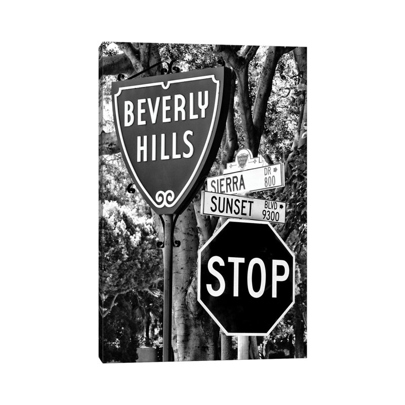Black California Series - Beverly Hills Sign - Wrapped Canvas Print, 66.04 cm H x 45.72 cm W x 1.91 cm D