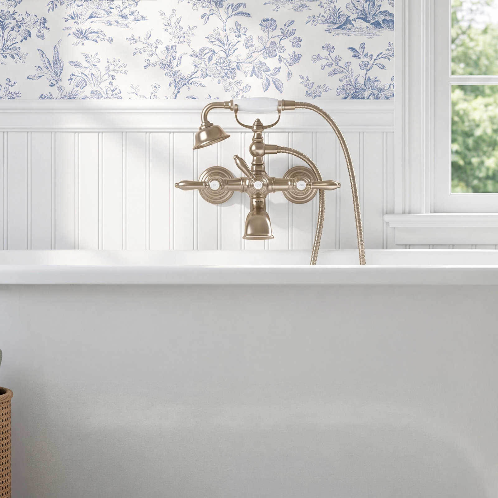 Weymouth Freestanding Clawfoot Tub Faucet Trim, Brushed Nickel