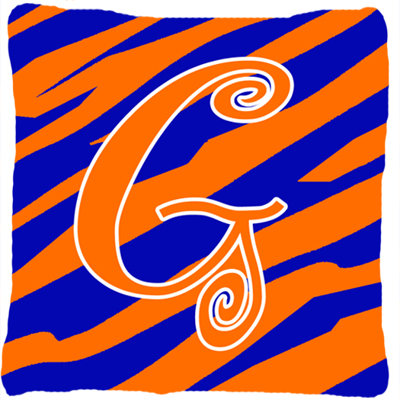 Monogramme initiale Tiger Stripe jet intérieur/extérieur oreiller