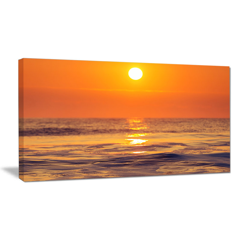 Reproduction de photo sur toile tendue, "orange scintillant et eau de mer", H 20 po x l 40 po x P 1po