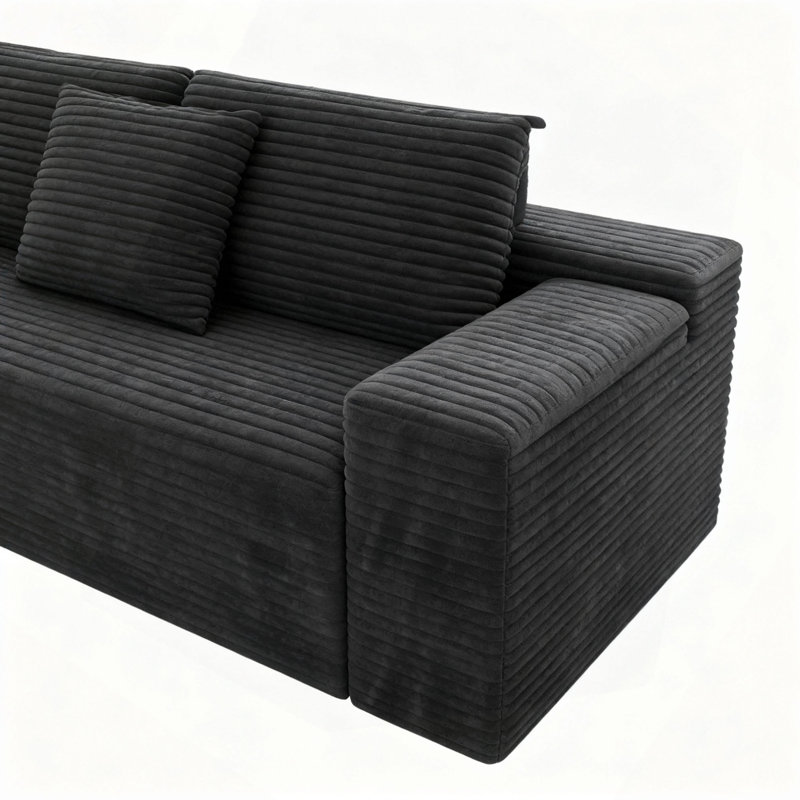 104.3*68.9"Modular sectional sofa seat,Upholstered compressed couch for living room,Bedroom,Apartment,No assembly required,2PC free combination,Plush corduroy fabric