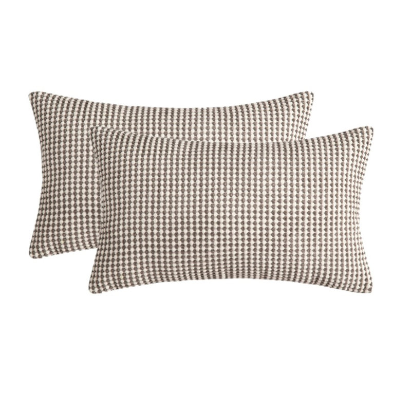 Houndstooth Cotton Blend Pillow Cover, Gray, Without Inserts