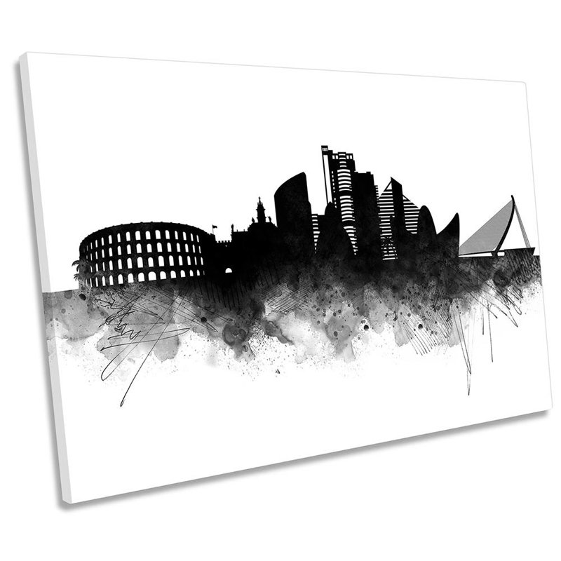 Valencia Abstract City Skyline - Wrapped Canvas Print, 61cm H x 91.4cm W x 4cm D