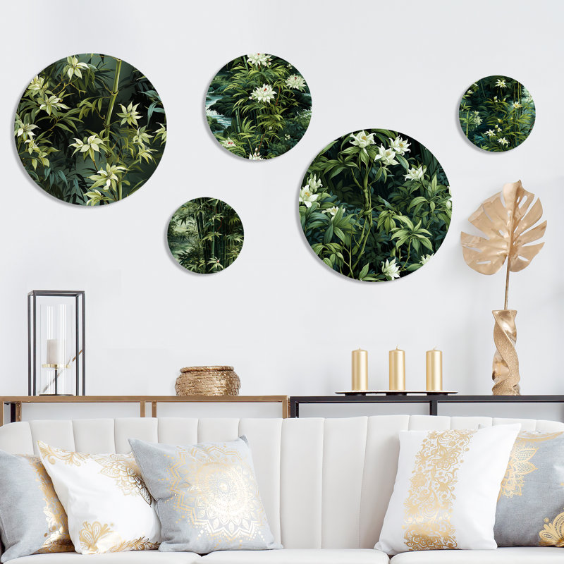 Cordural - Ensemble abstrait d'art mural oriental rond de 5