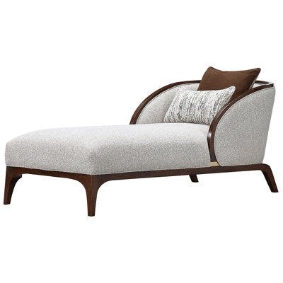 Houston Bouclé Chaise Lounger - Pebble/Walnut