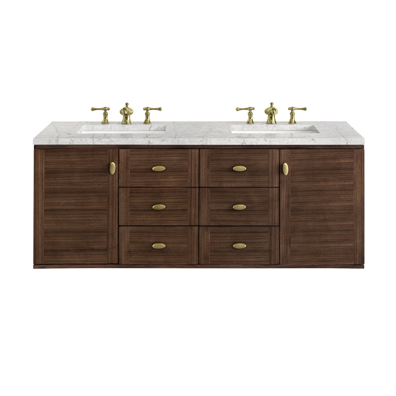 Amberly 60" Double Bathroom Vanity Set, 60", Eternal Jasmine Pearl, 8" Widespread