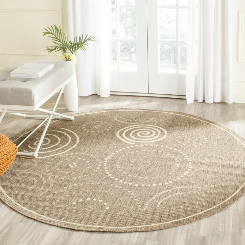 Herefordshire Performance Geometric Indoor/Outdoor Area Rug, Round 5'3"