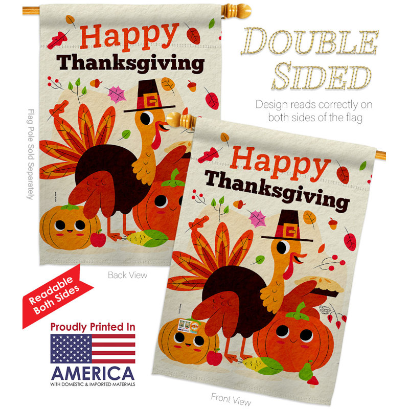 Double Sided 40'' H x 28'' W Polyester Thanksgiving House Flag
