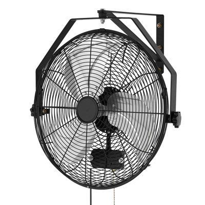 Wall Mount Fan, 18 in Wall Mounted Hanging Fan with IP44-rated Protection, 3-Speed, Long Airflow Distance, Adjustable Rotation Angle, Powerful for Industry, Commercial, Garage, Workshop