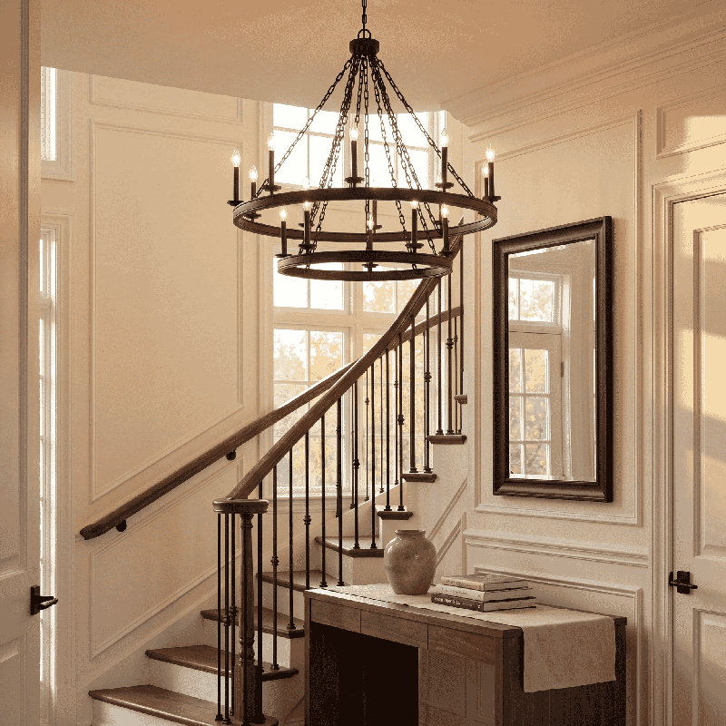 Hanae 15 - Light Dimmable Tiered Chandelier, Warm Brass
