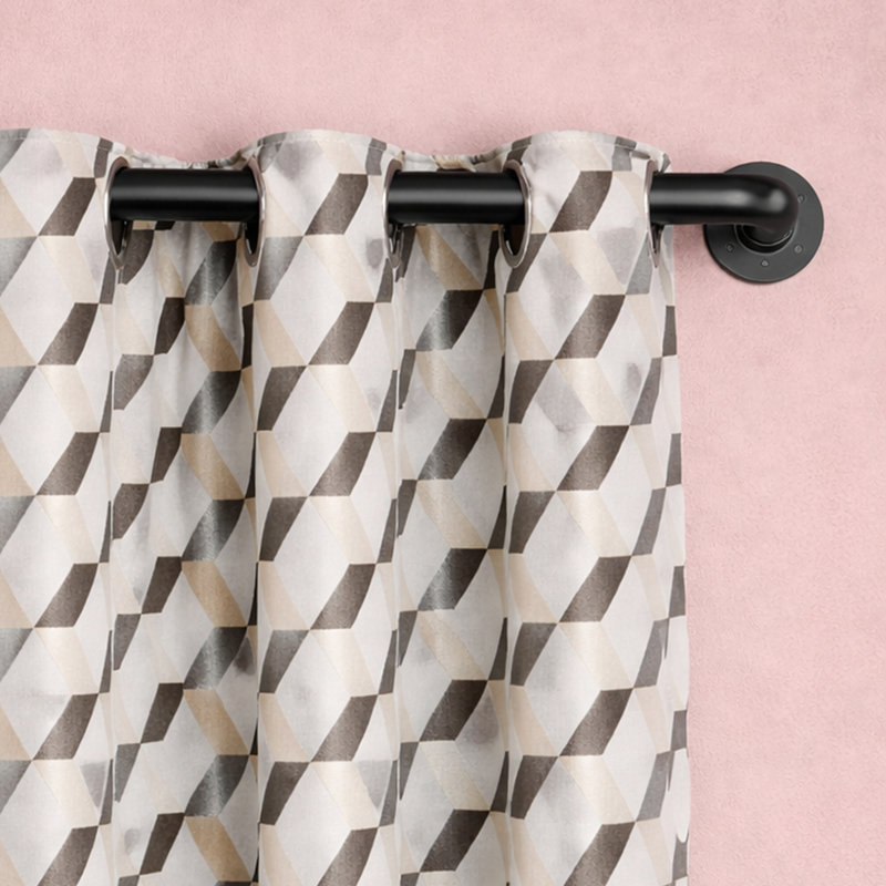 Blackout Curtain Pole Set - Extendable Adjustable Metal Rod with Finials, Rings & Hooks for Heavy Curtains, Matte Black