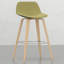 Tabouret Mid-Century 2 - siège rembourré, placage de bois, repose-pieds, assise polyvalente 2, revêtement en tissu, pour différents espaces