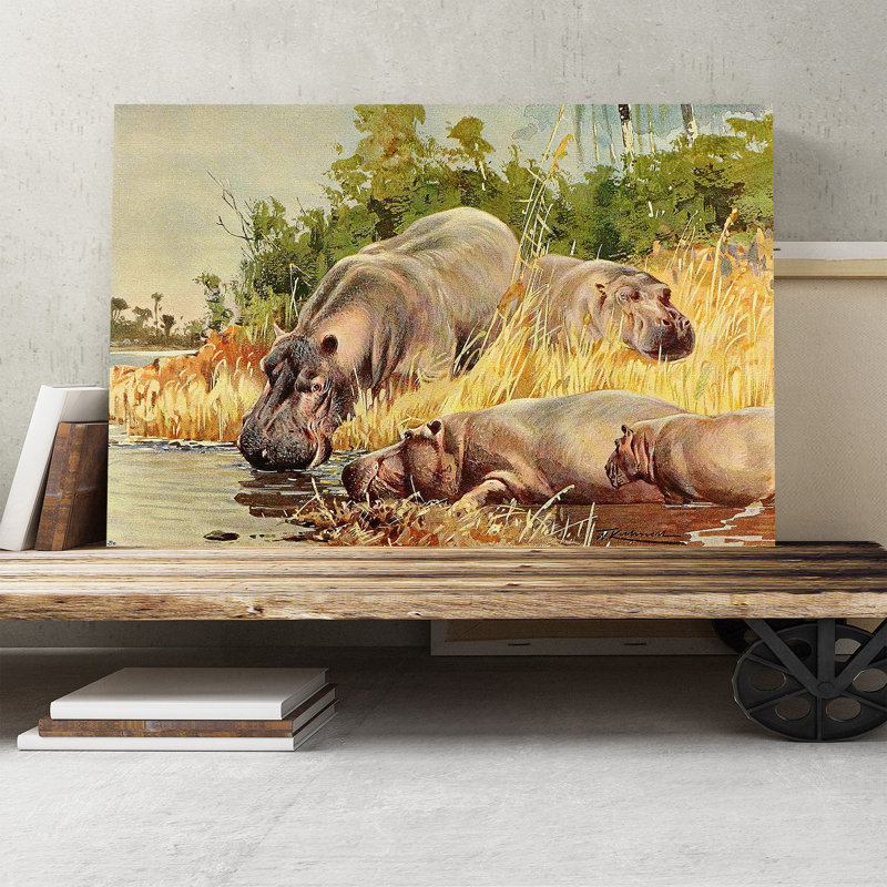 Wilhelm Kuhnert - Wrapped Canvas Painting, 35cm H x 50cm W