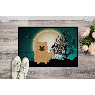 Tapis pour l'extérieur Carlett Halloween Scary Chow Chow