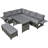 5-Piece Outdoor Patio Rattan Sofa Set, Sectional Pe Wicker L-Shaped Garden Furniture Set With 2 Extendable Side Tables, Dining Table And Washable Covers For Backyard, Poolside, Indoor-836809578-836809572