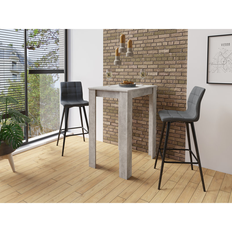 Melra Upholstered Bar Stool with Steel Frame, Grey