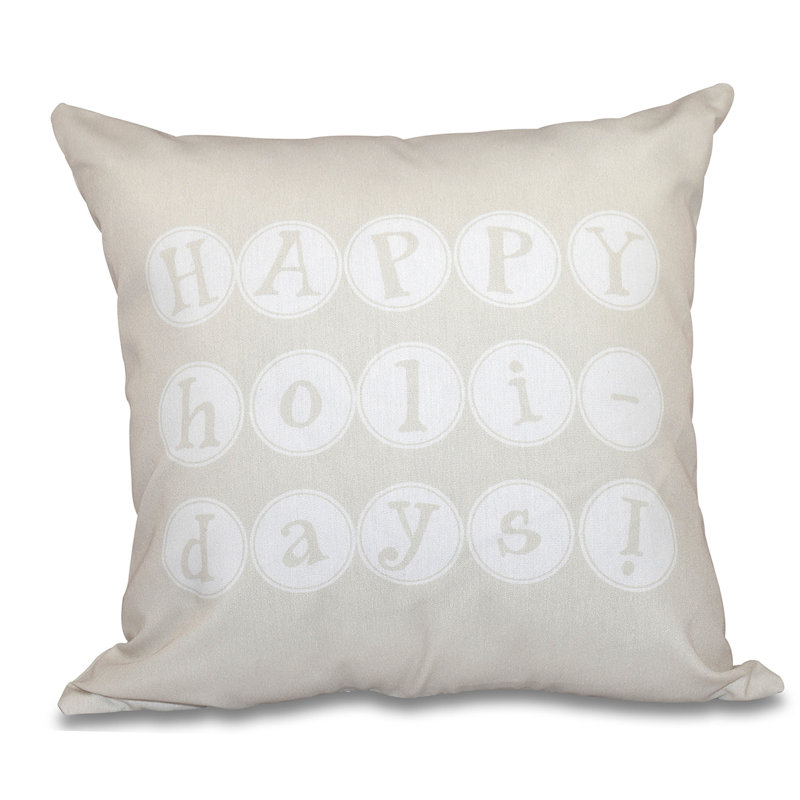 Housse carrée pour coussins de fêtes joyeuses, H 26 po x l 26 po, Crème