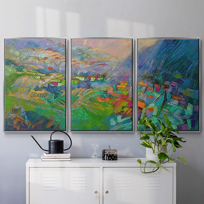 " Embraced " 3 - Pieces, Silver, 36" H x 75" W x 2" D