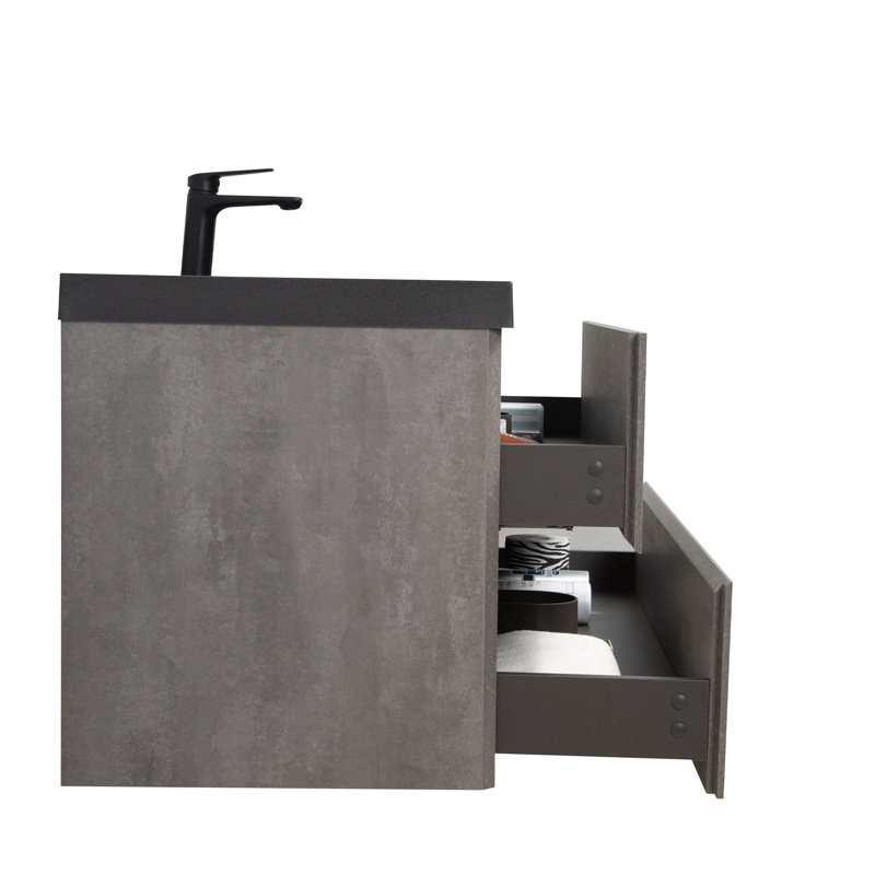 Meuble-lavabo simple flottant simple 48 po avec lavabo à surface solide Dhruven