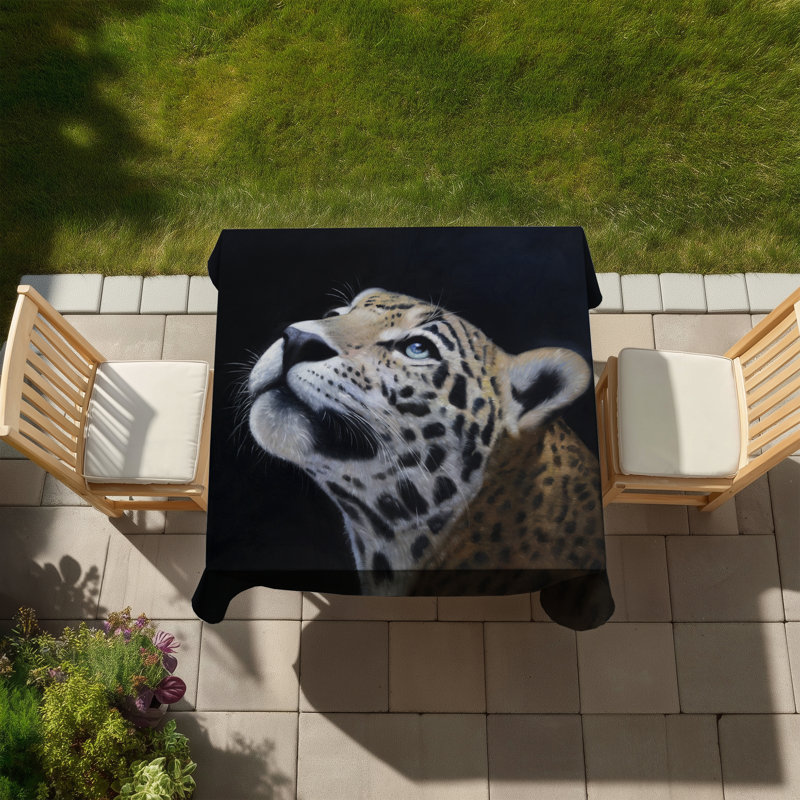 Realistic Leopard Face Tablecloth - Hyperrealist Wildlife Decor