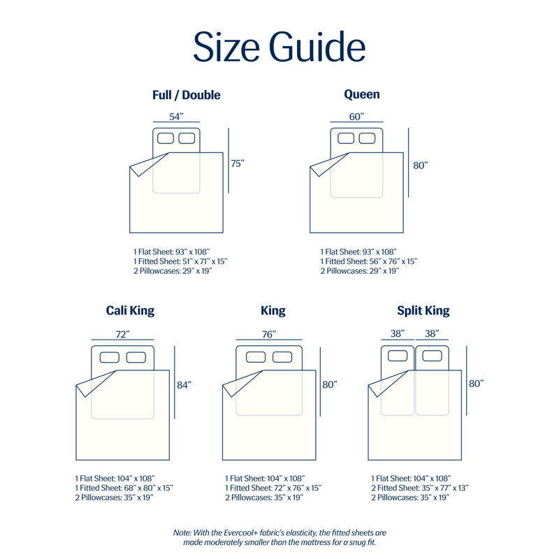 Ensemble de draps 4 pièces REST Everco®, Ensemble de draps pour très grand lit avec 2 taie, Blanc arctique