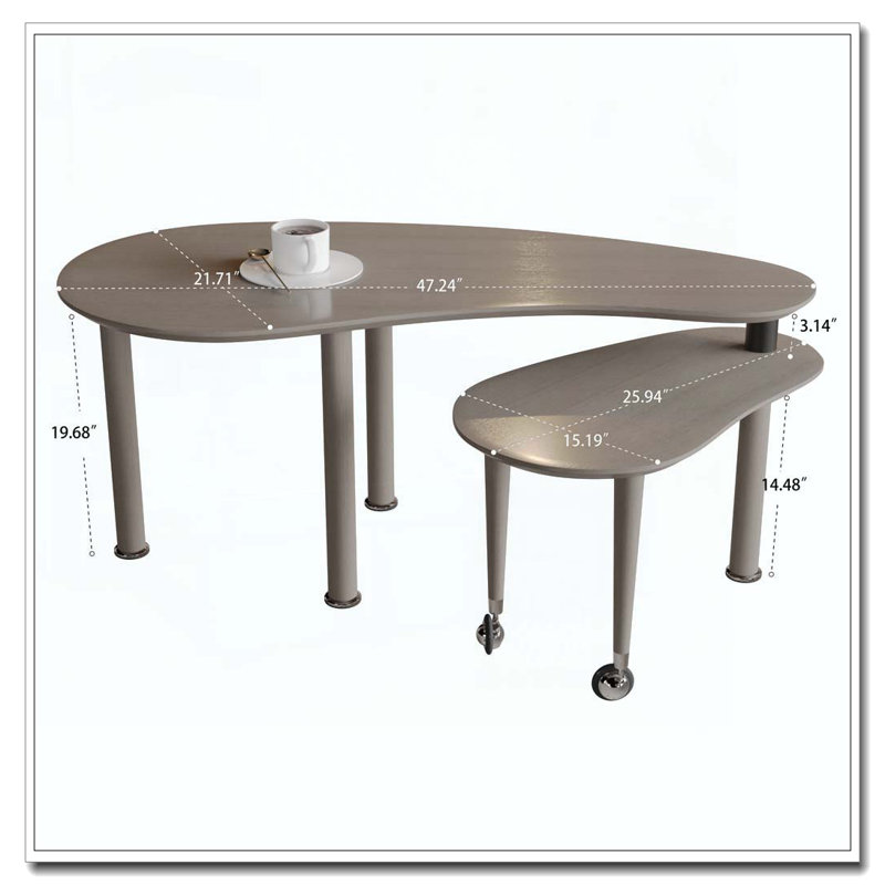 Table basse rotative avec pieds en bois d'hévéa massif, Couleur unie, Marron foncé