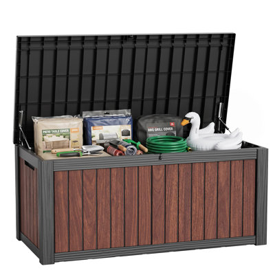 120 Gallon Cognac Walnut Resin Deck Box with Wood-Look Finish