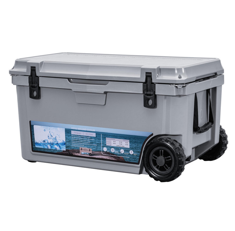 Glacière à roulettes 70 qt, rétention de glace de 7 jours, glacière portative pour la plage et le camping