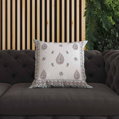 Peacock Teardrop Paisley Indoor/Outdoor 18x18