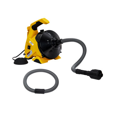 30FT Electric Drain Cleaner Auto-Feed Plumbing Snake with 3/10 Inch Anti-Twist Steel Cable & Foot Switch, Professional Sewer Auger Machine for 3/4" to 2" Pipes