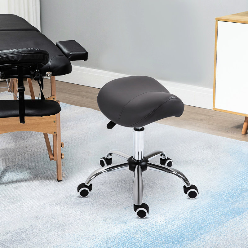 360-degree Swivel Pu Leather Saddle Stool, Adjustable Height, For Beauty Salons, Grey Hydraulic Spa Comfortable And Versatile, Salon Office Use