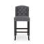 Ensemble de 2 tabourets de bar Seliva, gris anthracite, dossier capitonné, bois noir-121386541-121386544