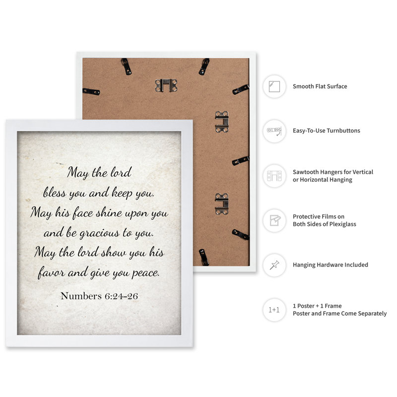 «May The Lord Bless You», Affiche, 18"H x 24"W, Encadrement blanc