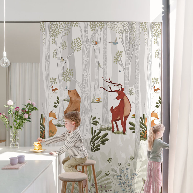 Orom II Collection Forest Creatures 62.5-inches wide x 9.18-feet high 3-panel Wall Mural