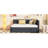 Twin Size Bed With Trundle, Gray Linen Upholstery, No Box Spring Needed, Frame Upholstered Daybed Ornament, Strong Footing, Spring, Element-1249574637