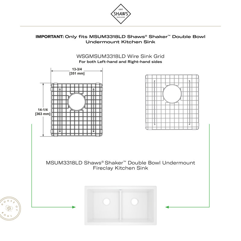 Shaker Wire Sink Grid for Kitchen Sink, White